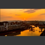 彩霞映红澧水河