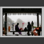 景区过往的游客们