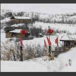 浅墨淡彩画意松岭