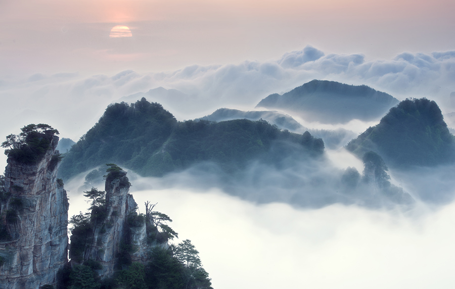 天子山索道云海日出