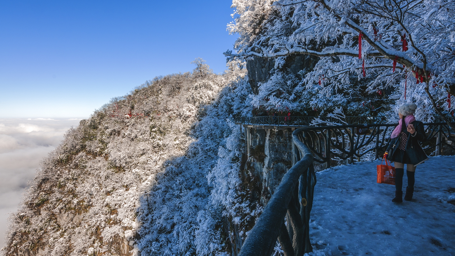 栈道雪霁