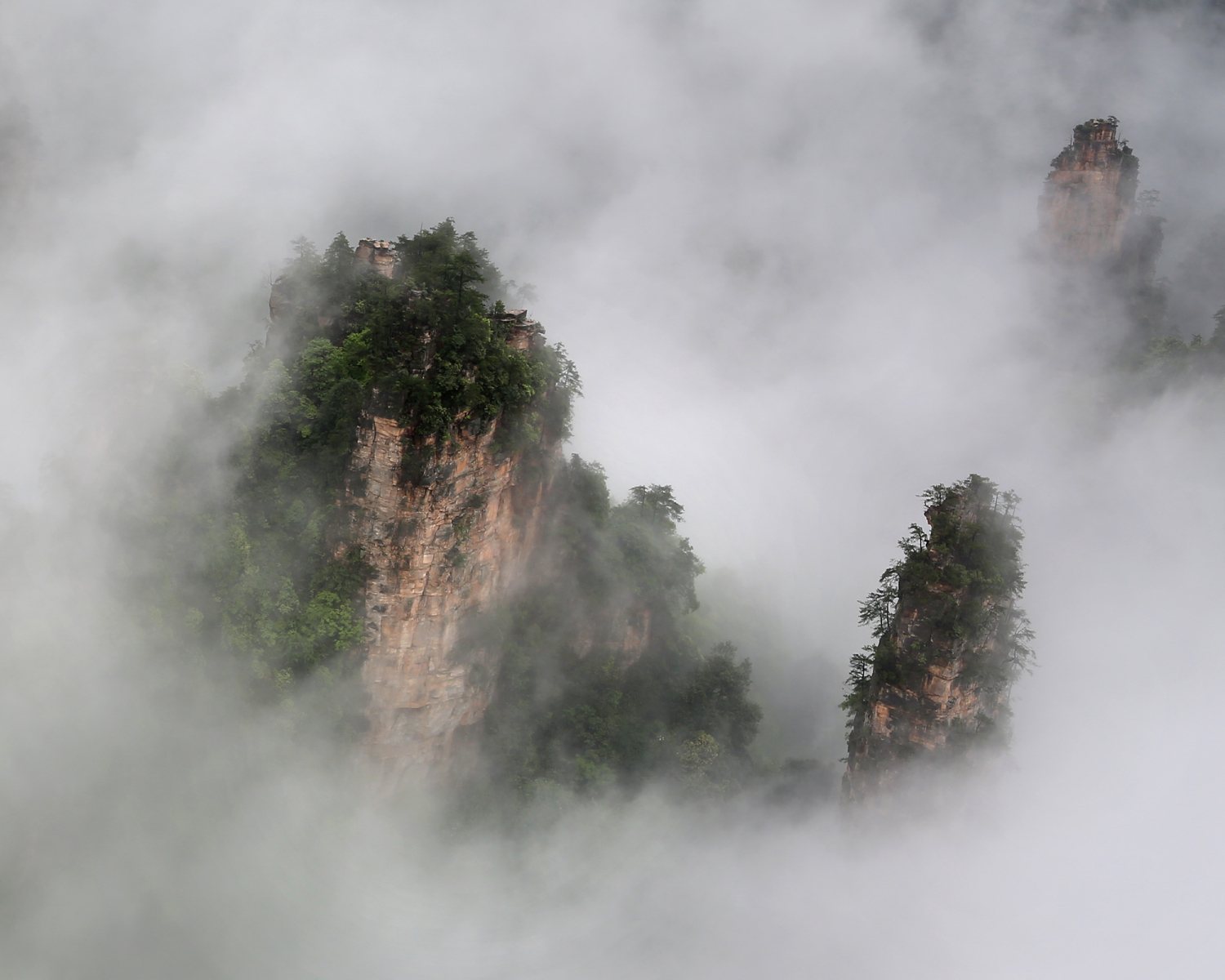 烟雨蒙蒙掩秀峰