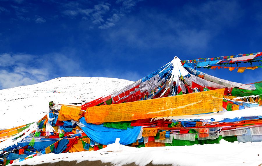 雪山之上金幡飘