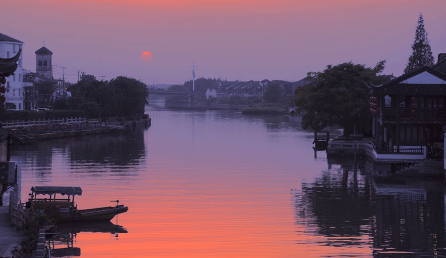 水乡夕阳