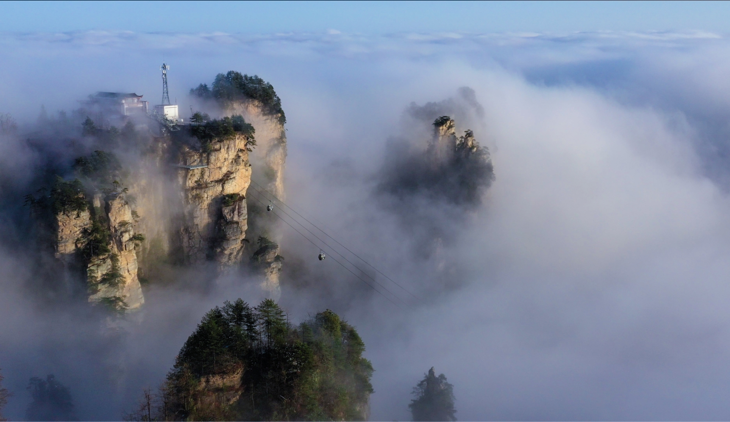 天子山索道云海